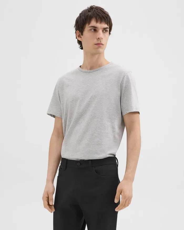Men Theory TShirts Polos Precise Tee In Pima Cotton Jersey Charcoal Heather