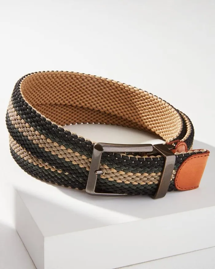 Men Tommy Bahama Belts Reversible Stretch Cord Belt Khaki