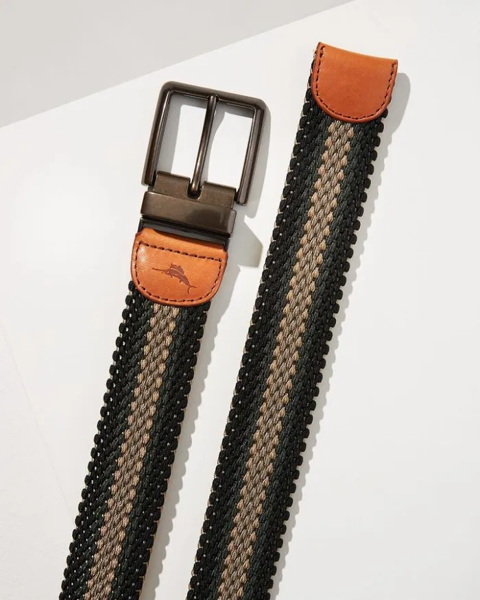 Men Tommy Bahama Belts Reversible Stretch Cord Belt Khaki