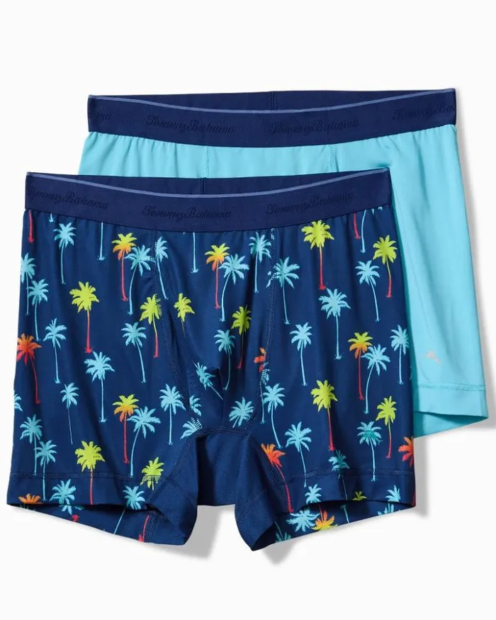 Men Tommy Bahama Loungewear and Pajamas Aloha Print Tech Boxer Briefs 8211 2Pack Island Navy