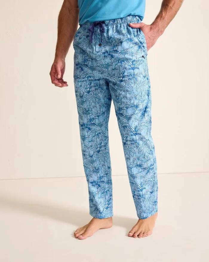 Men Tommy Bahama Loungewear and Pajamas Big and Tall Woven Pajama Pants Blue Fade