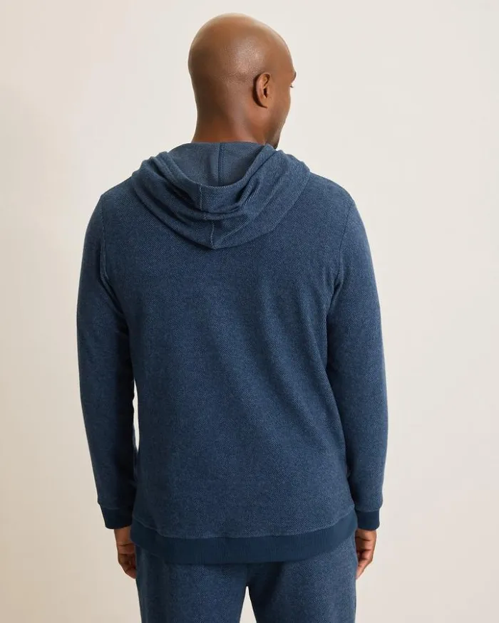 Men Tommy Bahama Loungewear and Pajamas Textured Twill Stripe Hoodie Dark Moonlight Men Tommy Bahama Loungewear and Pajamas Textured Twill Stripe Hoodie Dark Moonlight