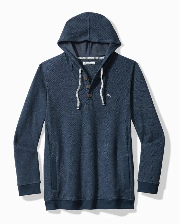 Men Tommy Bahama Loungewear and Pajamas Textured Twill Stripe Hoodie Dark Moonlight Men Tommy Bahama Loungewear and Pajamas Textured Twill Stripe Hoodie Dark Moonlight