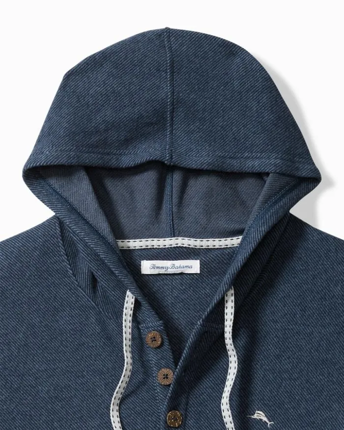 Men Tommy Bahama Loungewear and Pajamas Textured Twill Stripe Hoodie Dark Moonlight Men Tommy Bahama Loungewear and Pajamas Textured Twill Stripe Hoodie Dark Moonlight