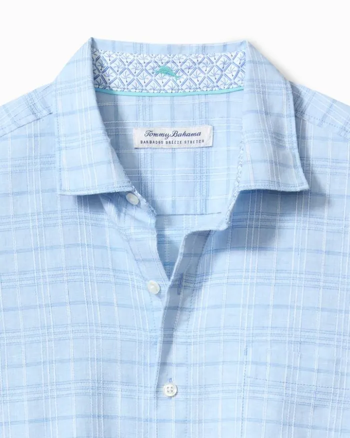 Men Tommy Bahama Shirts Barbados Breeze Playa Plaid StretchLinen LongSleeve Shirt Aqua Ice Men Tommy Bahama Shirts Barbados Breeze Playa Plaid StretchLinen LongSleeve Shirt Aqua Ice