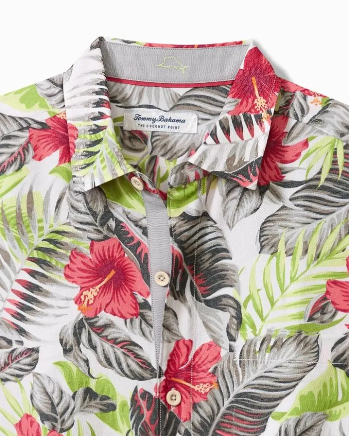 Men Tommy Bahama Shirts Coconut Point Hibiscus Shores IslandZone Camp Shirt Summer Grey Men Tommy Bahama Shirts Coconut Point Hibiscus Shores IslandZone Camp Shirt Summer Grey