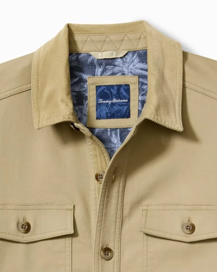 Men Tommy Bahama Shirts Harbor Point Shirt Jacket Stone Khaki Men Tommy Bahama Shirts Harbor Point Shirt Jacket Stone Khaki