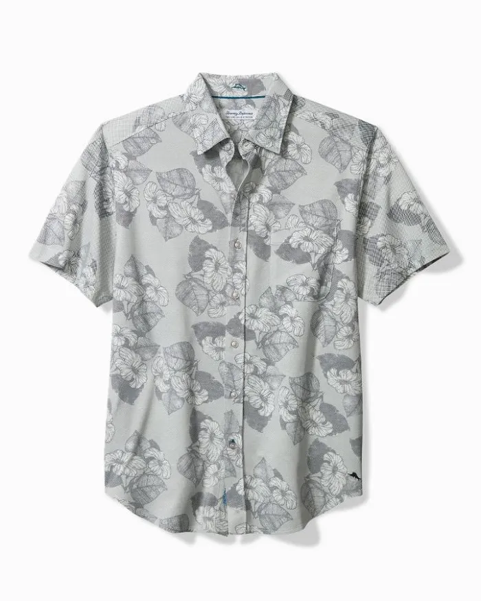 Men Tommy Bahama Shirts San Lucio Harbor Garden Knit Stretch Shirt Ash Grey