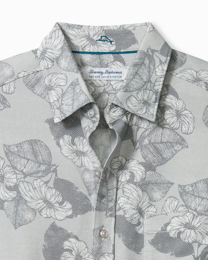 Men Tommy Bahama Shirts San Lucio Harbor Garden Knit Stretch Shirt Ash Grey Men Tommy Bahama Shirts San Lucio Harbor Garden Knit Stretch Shirt Ash Grey