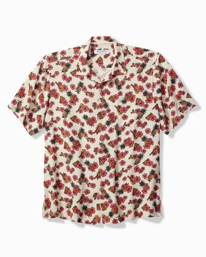 Men Tommy Bahama Shirts Veracruz Cay Ukelele Blooms ShortSleeve Shirt Bleached Sand