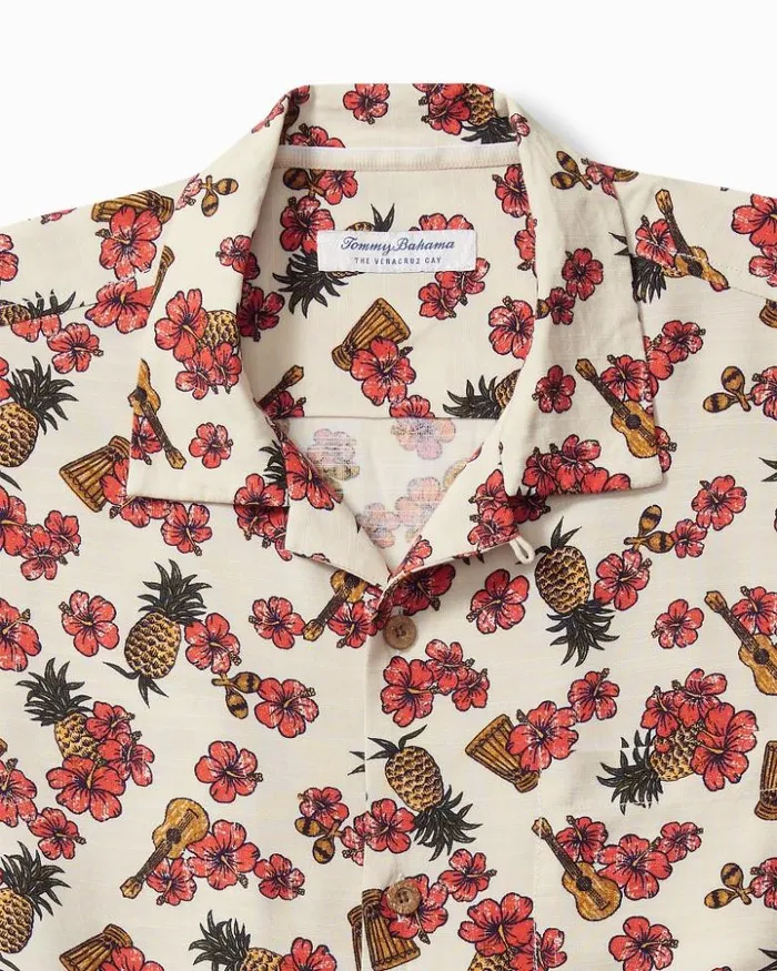 Men Tommy Bahama Shirts Veracruz Cay Ukelele Blooms ShortSleeve Shirt Bleached Sand