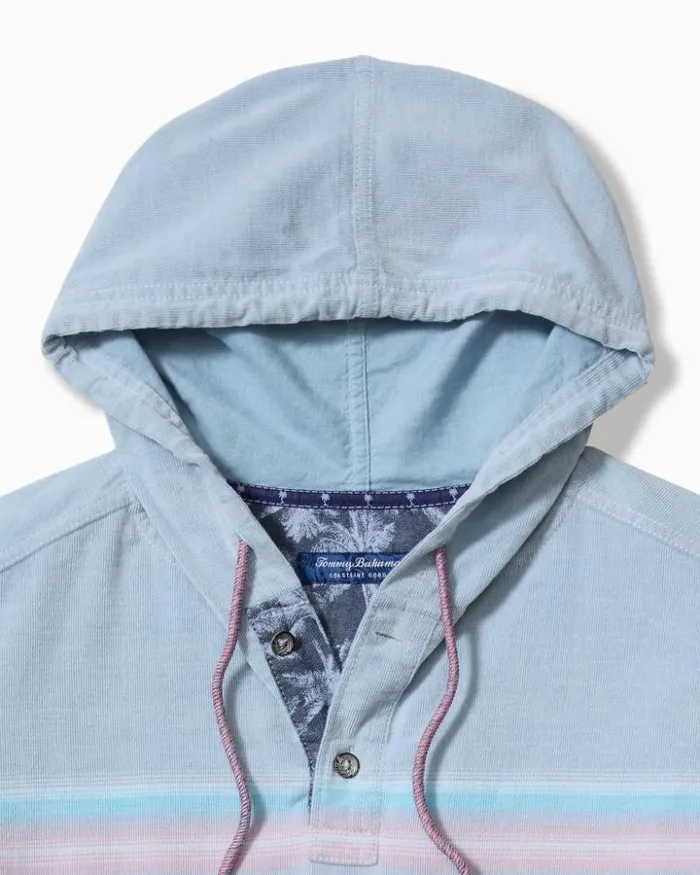 Men Tommy Bahama Sweatshirts Coastline Cord Stretch Breeze Baja Hoodie Norse Blue