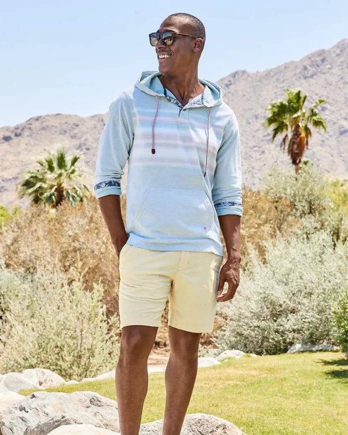 Men Tommy Bahama Sweatshirts Coastline Cord Stretch Breeze Baja Hoodie Norse Blue