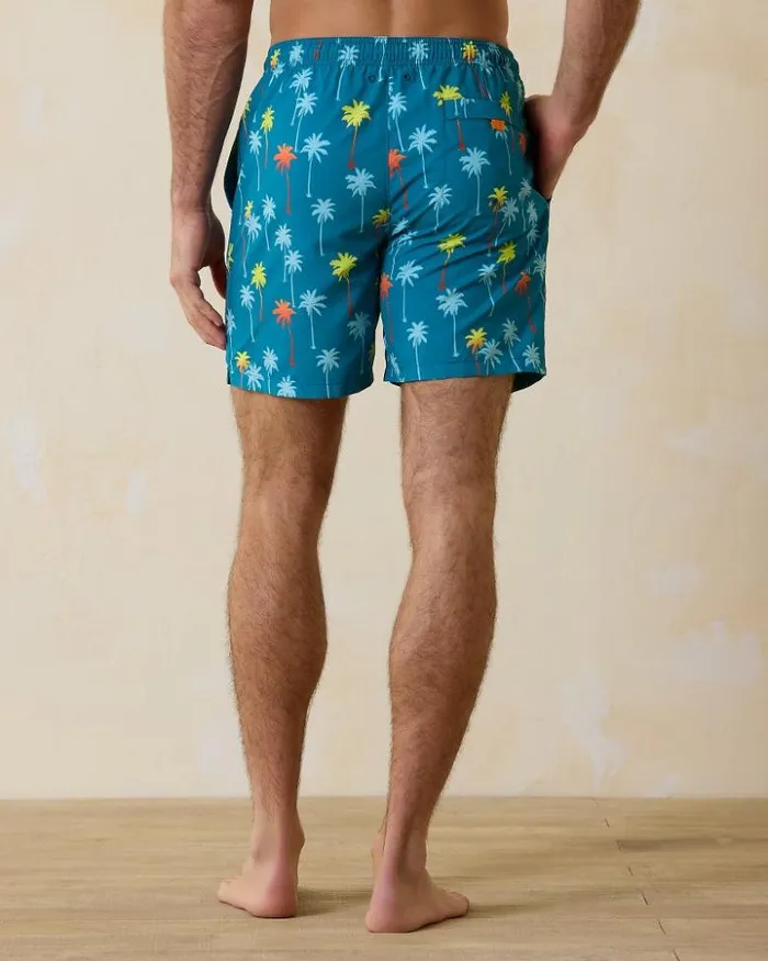 Men Tommy Bahama Swim and Boardshorts Big and Tall Naples Pom Palms Swim Trunks Blue Allure