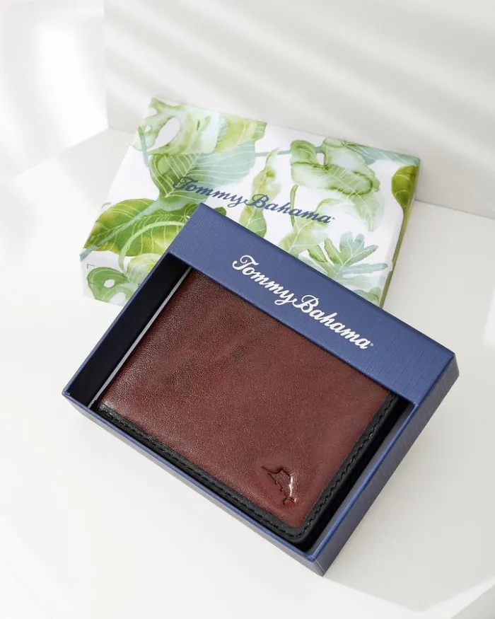 Men Tommy Bahama Wallets and Tech Accessories Contrast Binding Slimfold Wallet Blackcognac Men Tommy Bahama Wallets and Tech Accessories Contrast Binding Slimfold Wallet Blackcognac