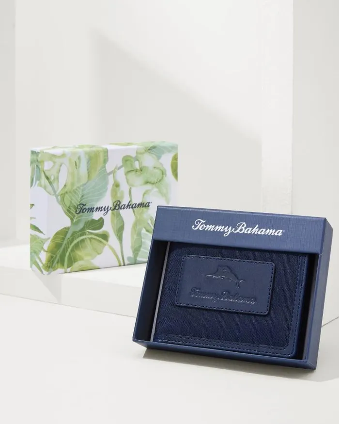 Men Tommy Bahama Wallets and Tech Accessories Passcase Wallet With Patch Logo Navy