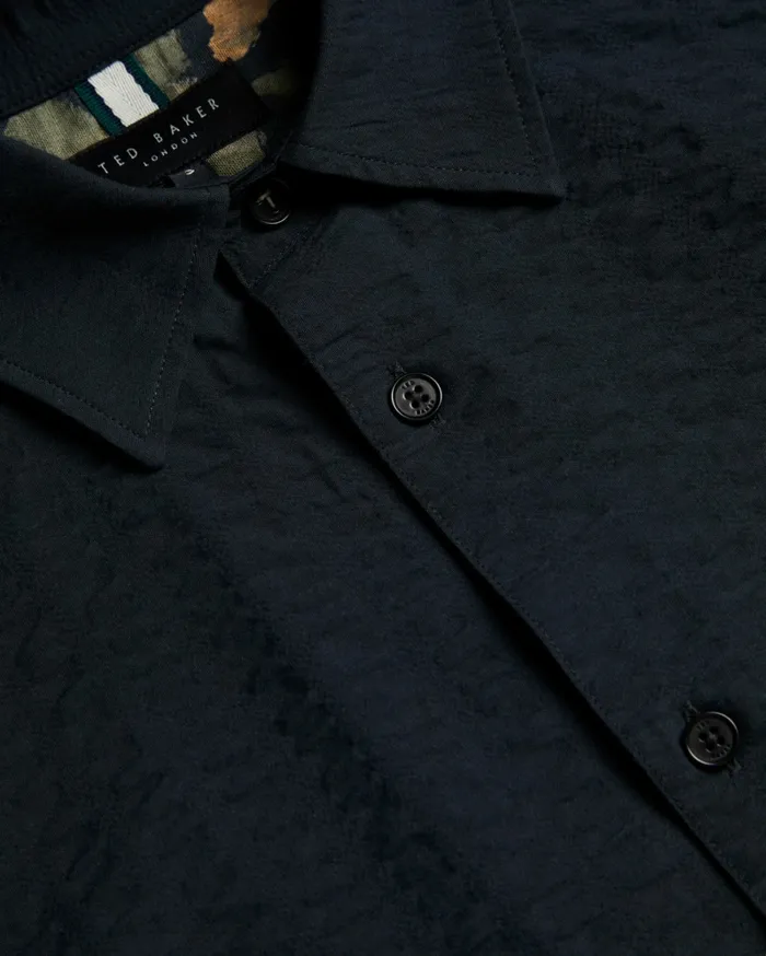 Men VERDON 8211 Seersucker Stripe Cotton Shirt Black Ted Baker Shirts