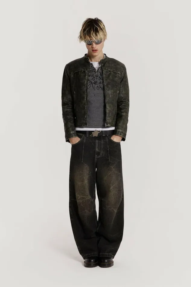 Men Washed Black Razor Jean Grey Jaded London Jeans