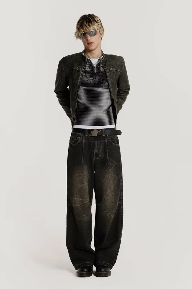 Men Washed Black Razor Jean Grey Jaded London Jeans