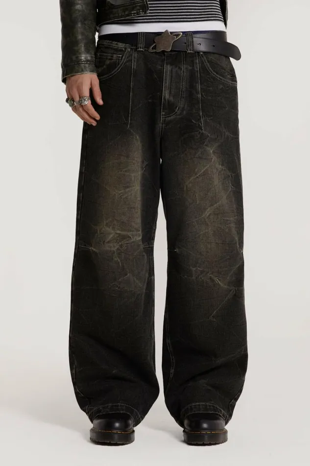 Men Washed Black Razor Jean Grey Jaded London Jeans