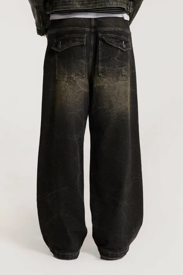 Men Washed Black Razor Jean Grey Jaded London Jeans