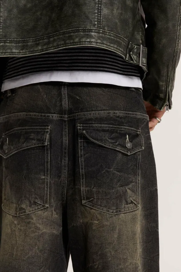 Men Washed Black Razor Jean Grey Jaded London Jeans