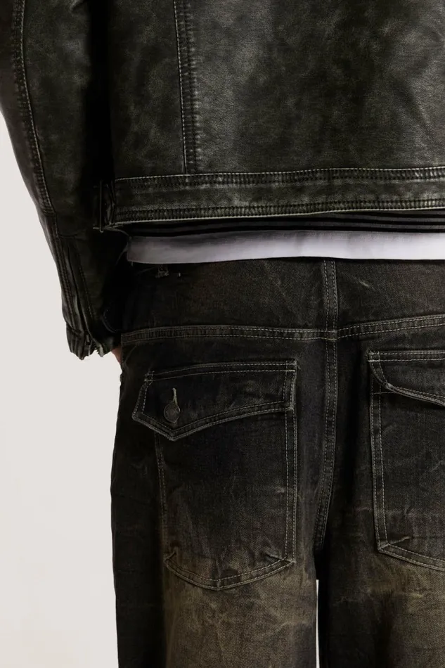 Men Washed Black Razor Jean Grey Jaded London Jeans