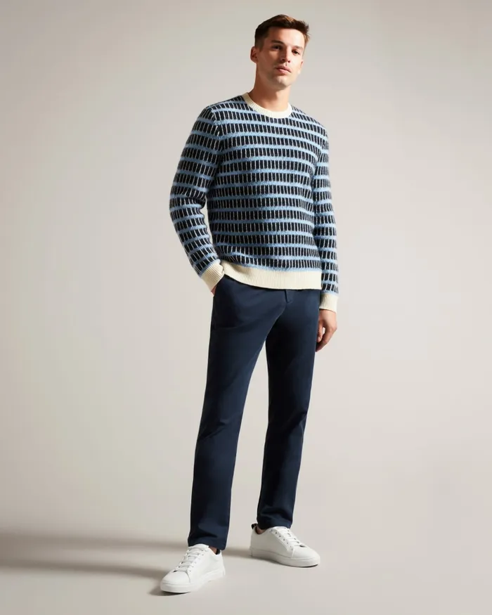 Men WAYLEN 8211 Textured Wool Colour Block Jumper Navy Ted Baker Jumpers and Knitwear Men WAYLEN 8211 Textured Wool Colour Block Jumper Navy Ted Baker Jumpers and Knitwear