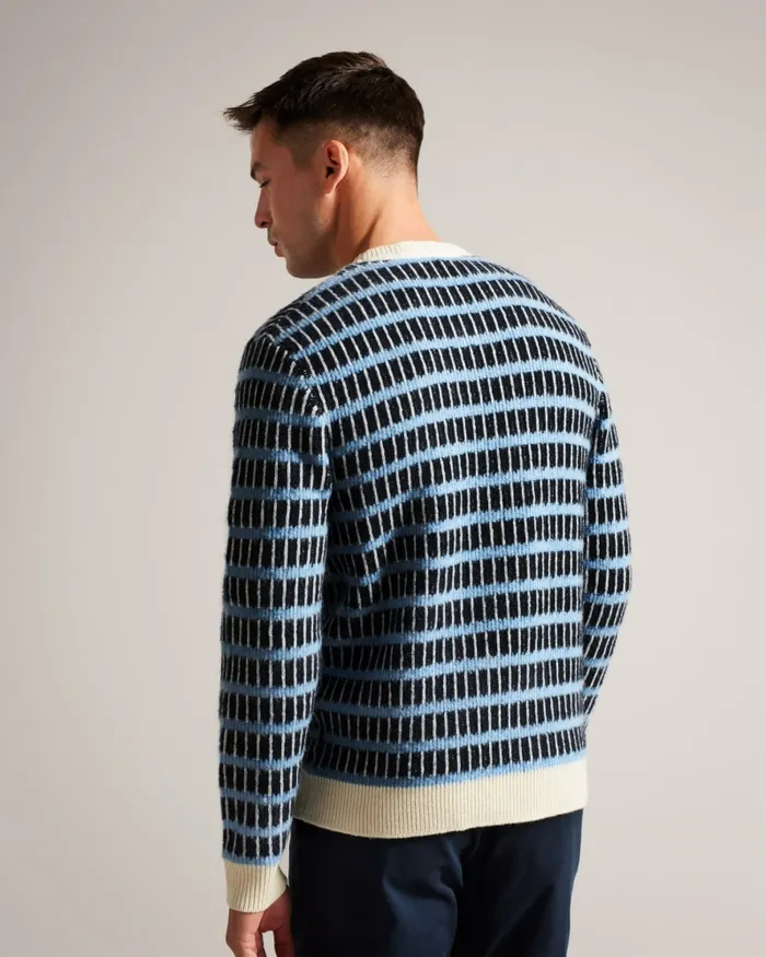 Men WAYLEN 8211 Textured Wool Colour Block Jumper Navy Ted Baker Jumpers and Knitwear Men WAYLEN 8211 Textured Wool Colour Block Jumper Navy Ted Baker Jumpers and Knitwear