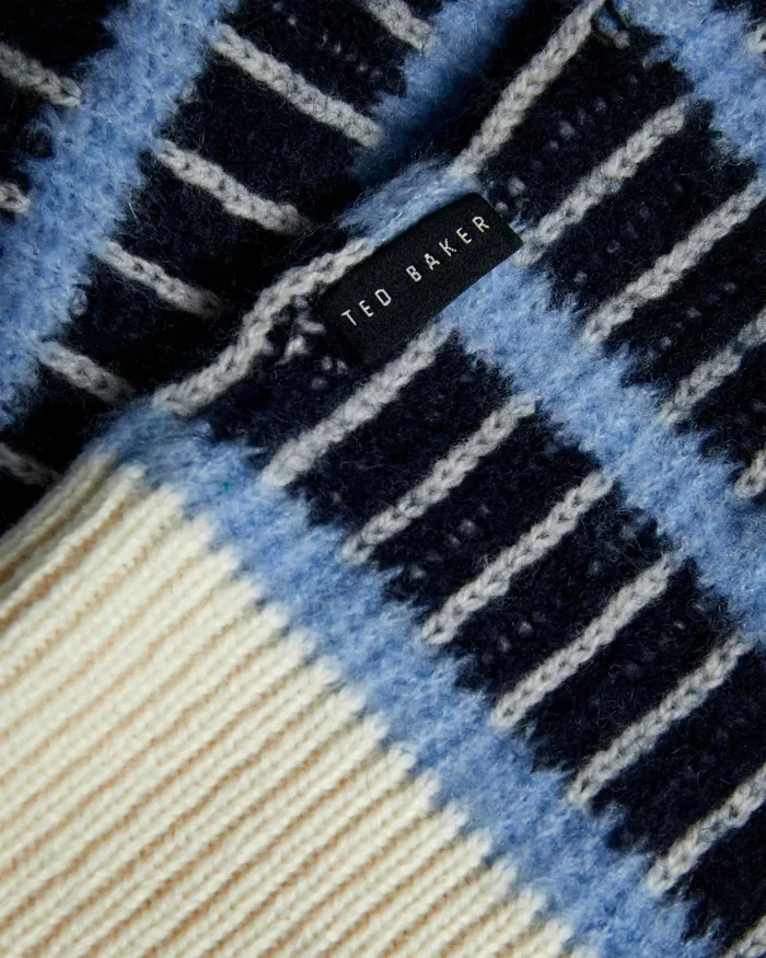 Men WAYLEN 8211 Textured Wool Colour Block Jumper Navy Ted Baker Jumpers and Knitwear Men WAYLEN 8211 Textured Wool Colour Block Jumper Navy Ted Baker Jumpers and Knitwear