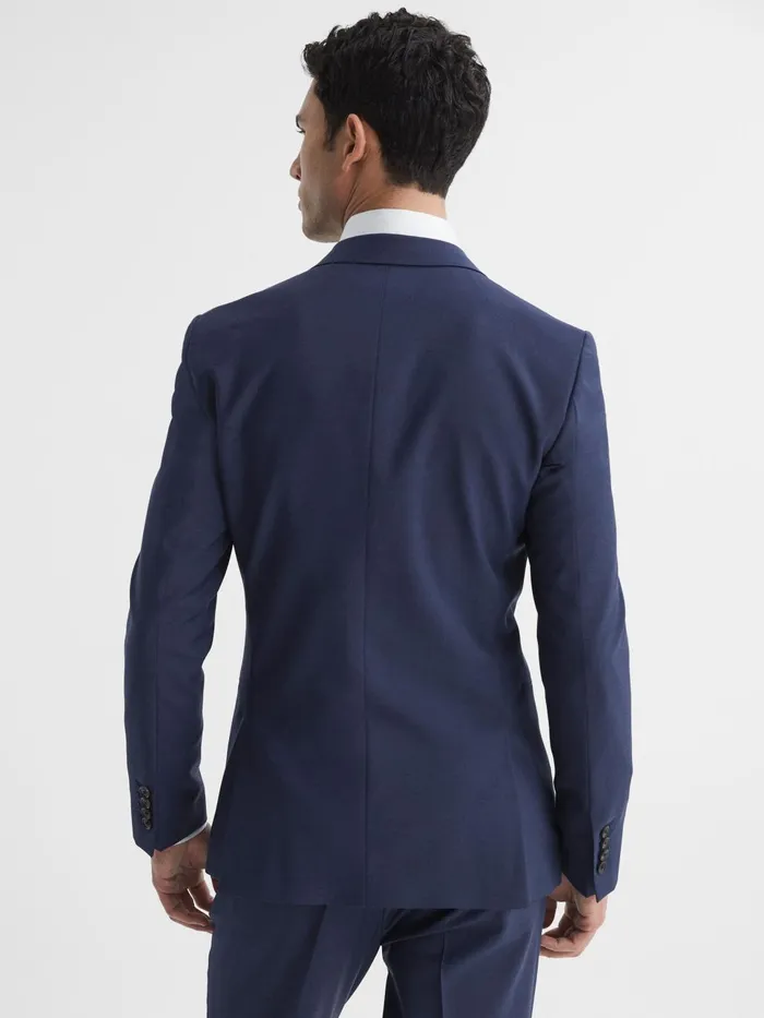 Men Wish Slim Fit Single Breasted Wool Blend Blazer Bright Blue Reiss Suits and Tailoring