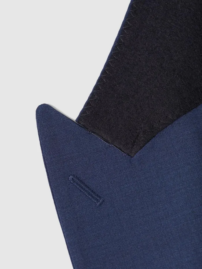 Men Wish Slim Fit Single Breasted Wool Blend Blazer Bright Blue Reiss Suits and Tailoring