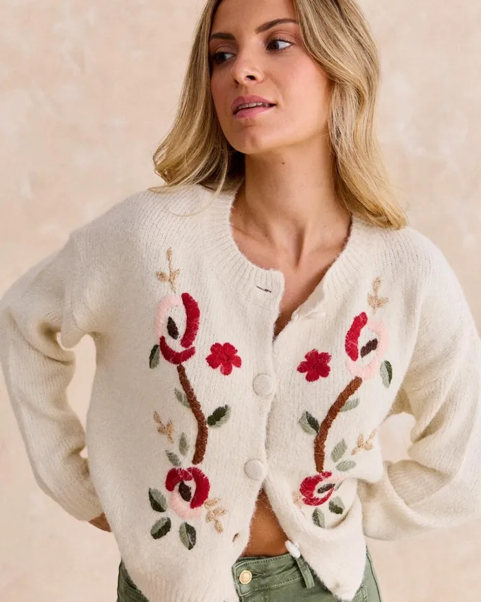 Menchu Embroidered Cardigan Raw Women Polin Et Moi Cardigans And Sweaters