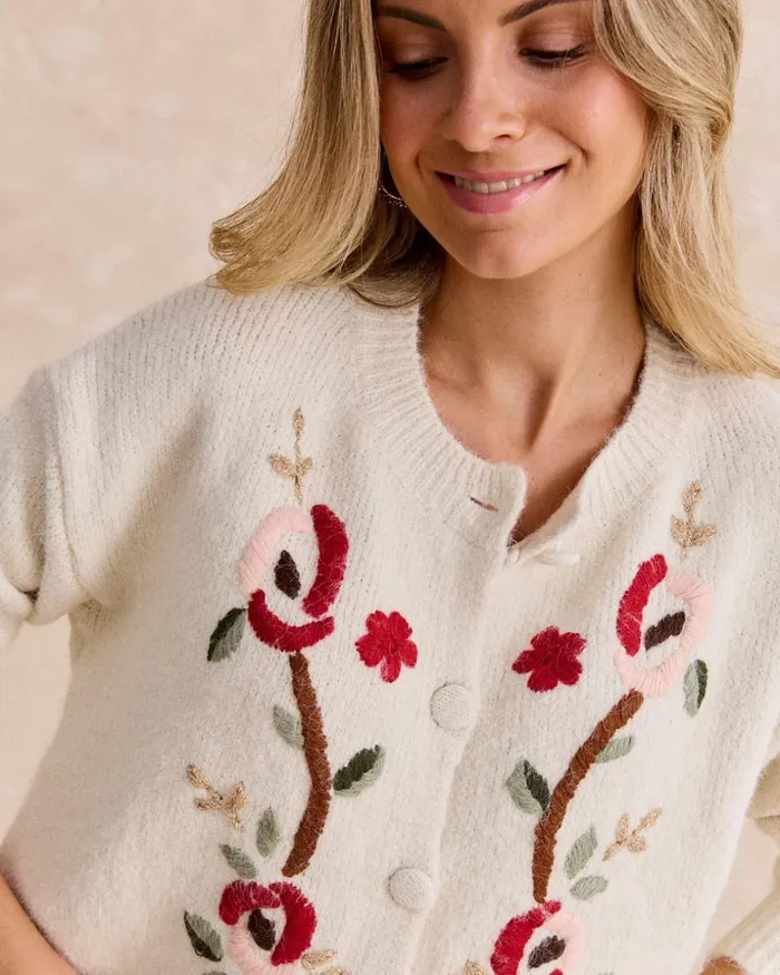 Menchu Embroidered Cardigan Raw Women Polin Et Moi Cardigans And Sweaters