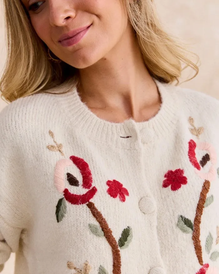 Menchu Embroidered Cardigan Raw Women Polin Et Moi Cardigans And Sweaters