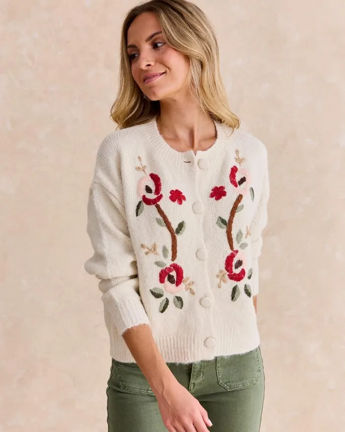 Menchu Embroidered Cardigan Raw Women Polin Et Moi Cardigans And Sweaters