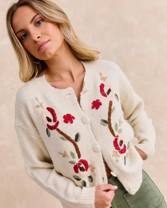 Menchu Embroidered Cardigan Raw Women Polin Et Moi Cardigans And Sweaters