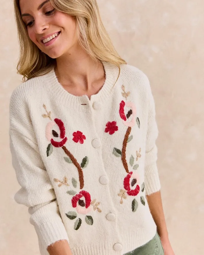 Menchu Embroidered Cardigan Raw Women Polin Et Moi Cardigans And Sweaters