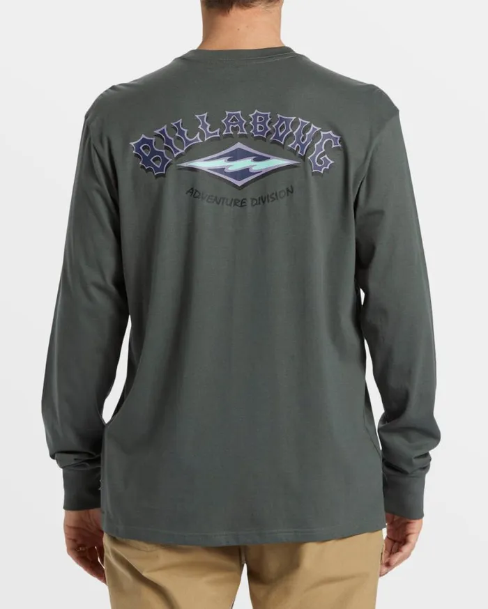 Mens ADiv Arch Long Sleeve TShirt Slate Green Billabong TShirts