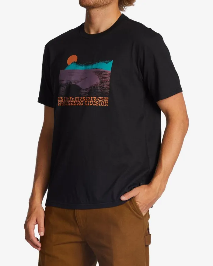 Mens Alaska Wave Organic TShirt Washed Black Billabong TShirts
