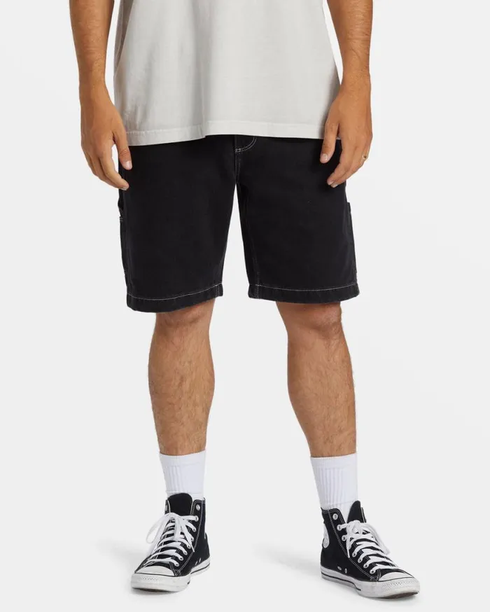 Mens Bad Dog Immortal Workwear Denim Shorts Black Billabong Shorts
