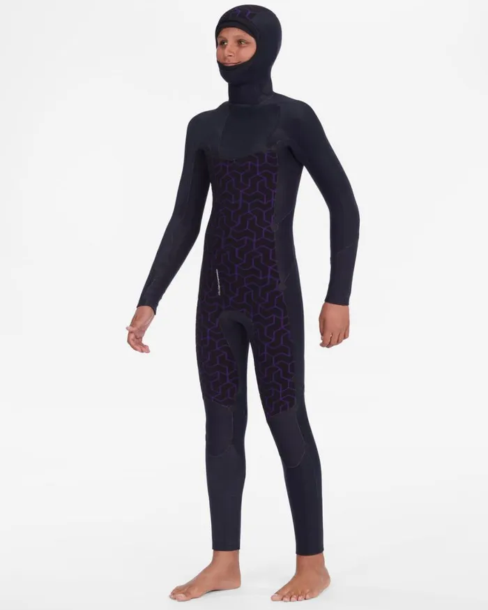 Mens Boys 54 Absolute Chest Zip Hooded Wetsuit Military Billabong Wetsuits