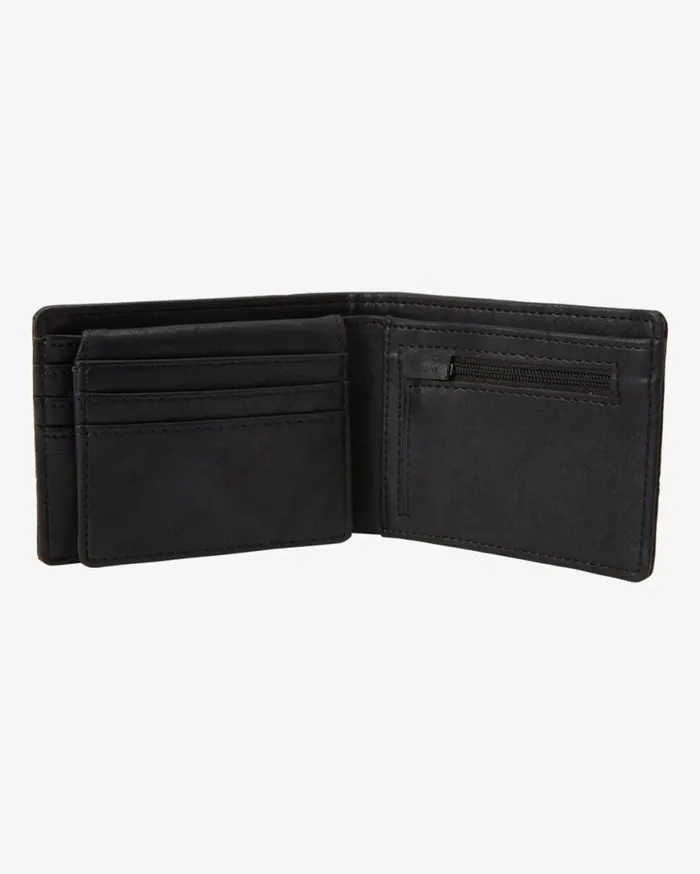Mens Dimension Faux Leather BiFold Wallet Black Grain Billabong Wallets