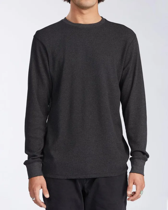 Mens Essential Long Sleeve Thermal Black Heather Billabong Shirts