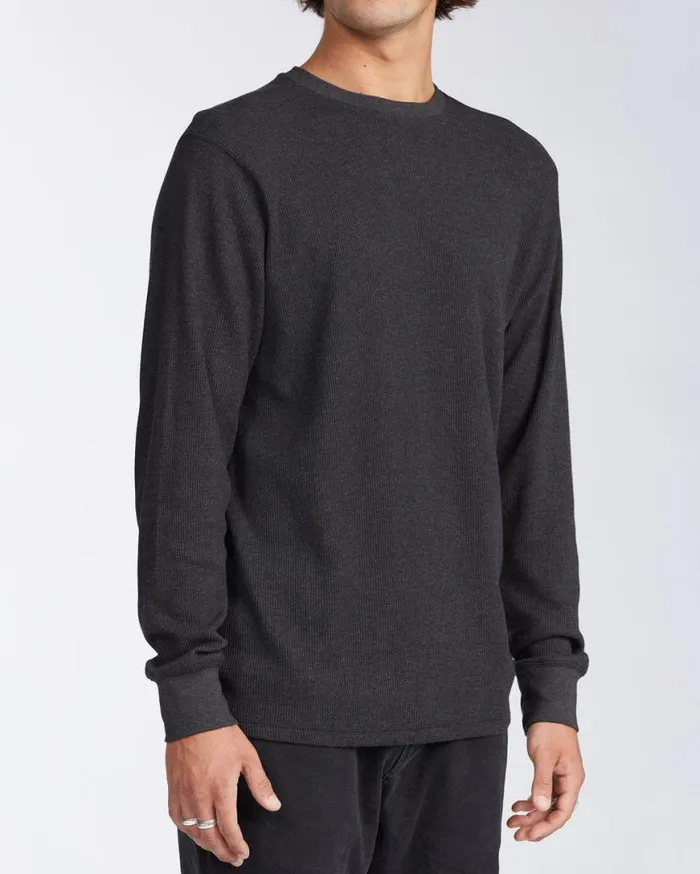 Mens Essential Long Sleeve Thermal Black Heather Billabong Shirts Mens Essential Long Sleeve Thermal Black Heather Billabong Shirts