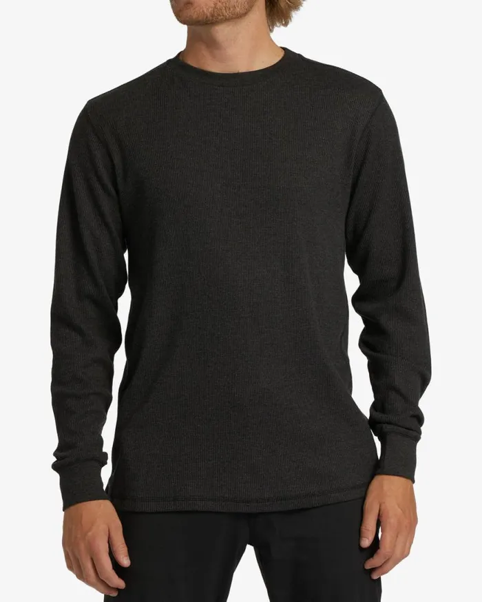 Mens Essential Long Sleeve Thermal Black Heather Billabong Shirts Mens Essential Long Sleeve Thermal Black Heather Billabong Shirts