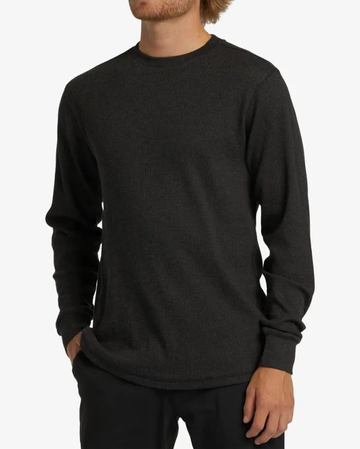 Mens Essential Long Sleeve Thermal Black Heather Billabong Shirts Mens Essential Long Sleeve Thermal Black Heather Billabong Shirts