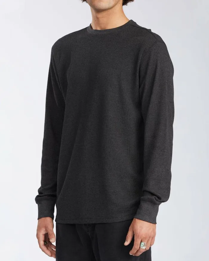 Mens Essential Long Sleeve Thermal Black Heather Billabong Shirts Mens Essential Long Sleeve Thermal Black Heather Billabong Shirts