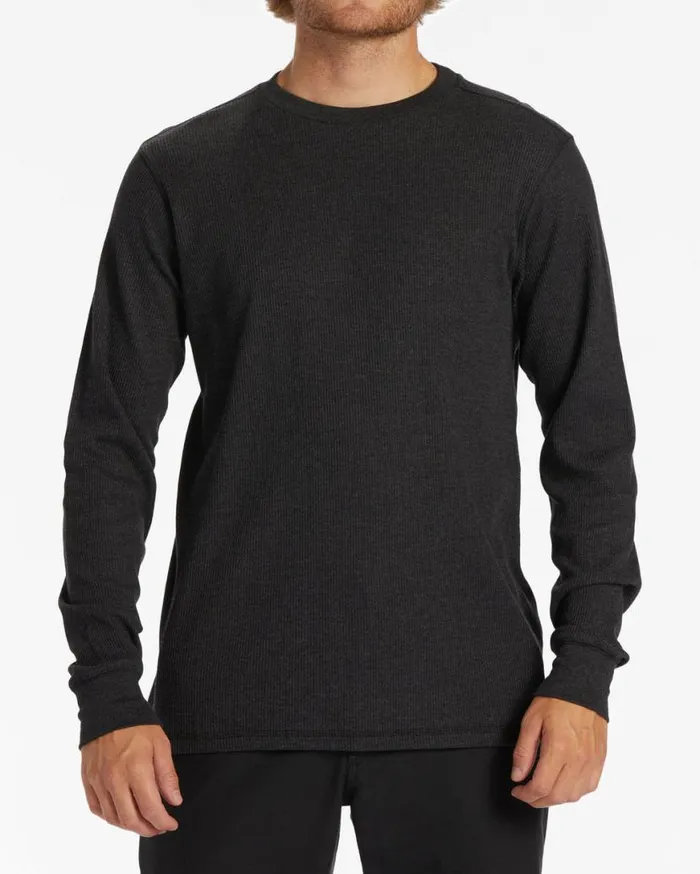 Mens Essential Long Sleeve Thermal Top Black Heather Billabong Essentials TShirts