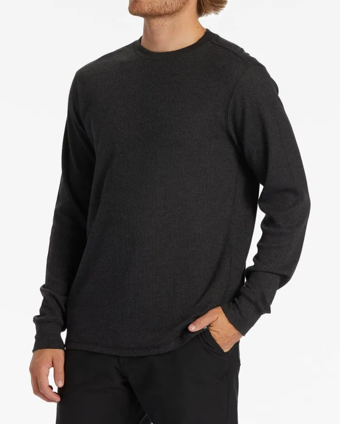 Mens Essential Long Sleeve Thermal Top Black Heather Billabong Essentials TShirts
